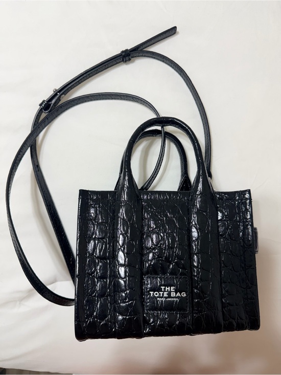 Marc Jacobs Handbags - Marc Jacobs Black Croc-Embossed Mini Tote with Crossbody Strap